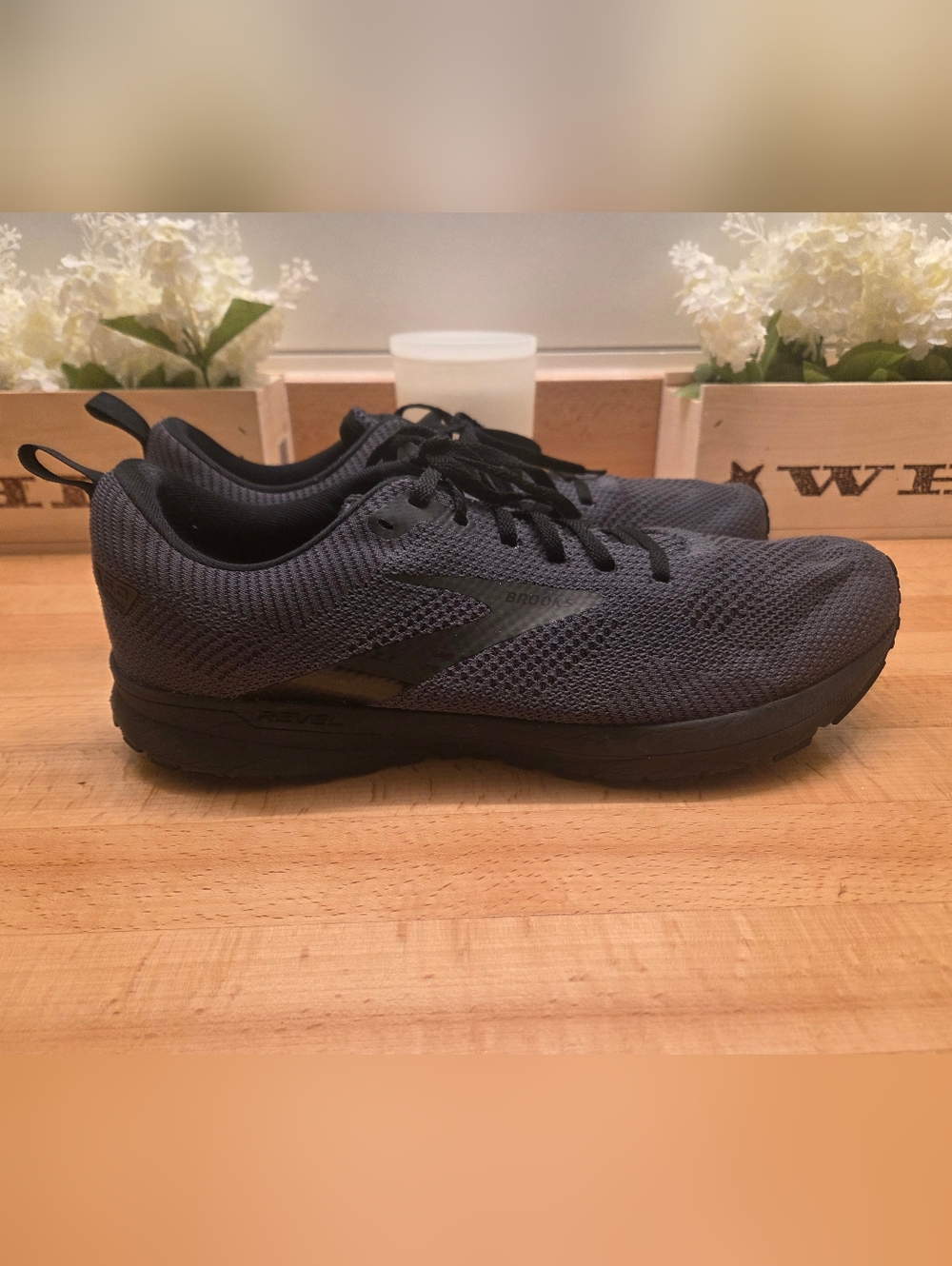 Brooks Men's Revel 5 Running Shoes Black/Gray Size 13 D (Wide)